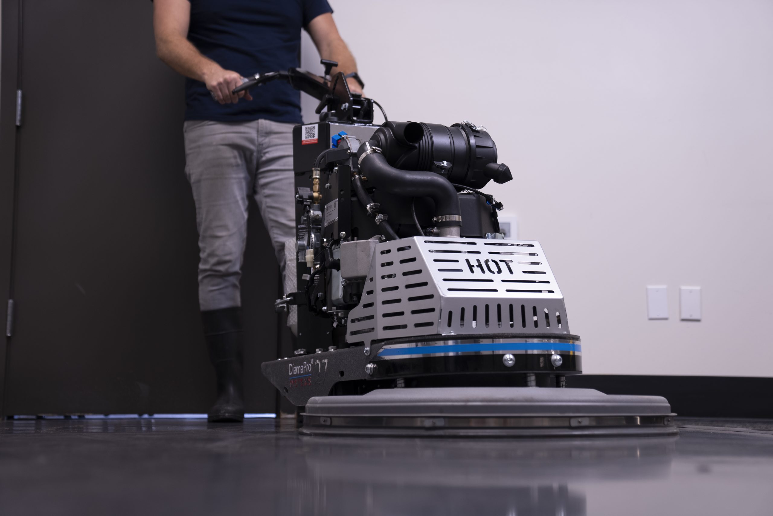 Floor machine restoring a hard floor