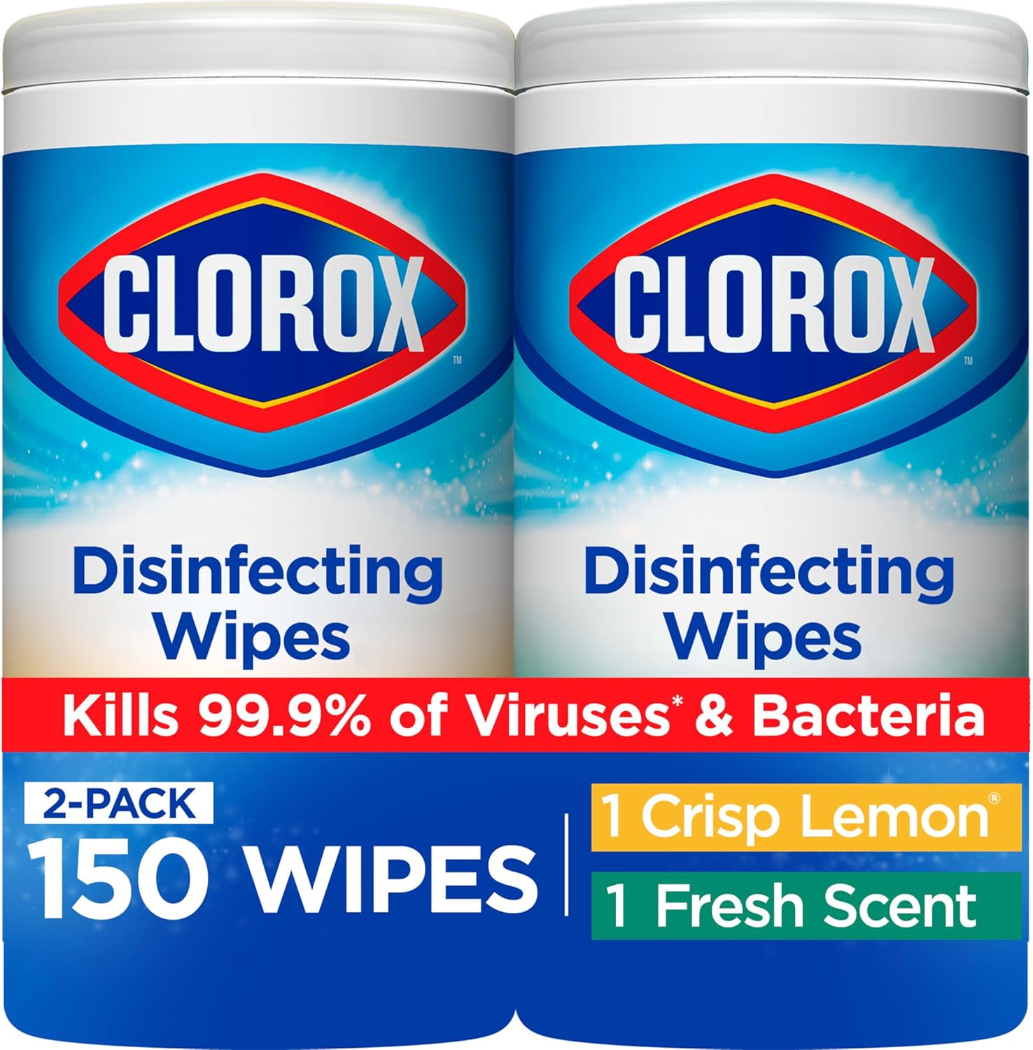 Clorox Disinfecting Wipes Value Pack, Bleach Free Cleaning Wipes, 75 Count Each, Pack of 2